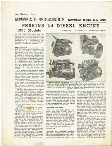 Perkins diesel engine 1955 - l4,