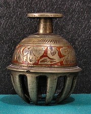 Antique Indian / Tibetan Brass Enamelled Elephant Claw Temple / Prayer Bell