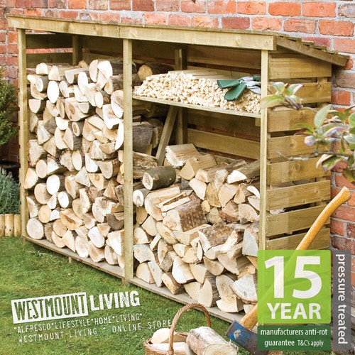 Treated wooden log store - store, wood