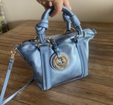 Mimco Baby Blue & Gold handbag