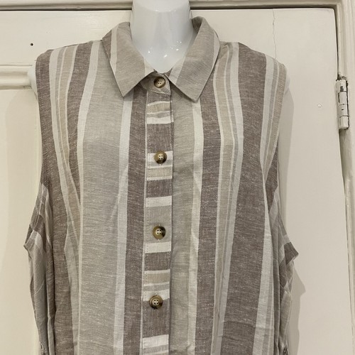 Linen blend neutral striped - blend,