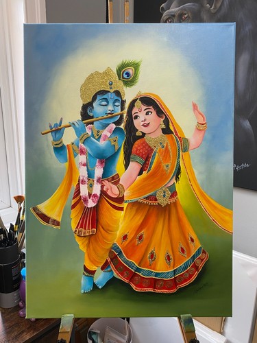 Radha krishna painting with - krishna,