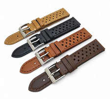 Vintage Leather Rally Racing Watch Strap Band Two Piece Perforated 18 20 22 mm