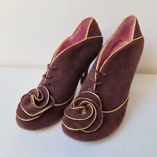 IRREGULAR CHOICE Boots brown suede laceup steampunk ROSEPEA UK Size 3.5 EU 36