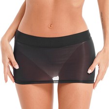 Women's Oil Shiny Miniskirt Tight Low Waist Package Hip See Through Micro Dress