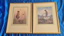 Two Vintage MARGARET TARRANT   framed Prints Shepherd & flock Girl feeding Birds