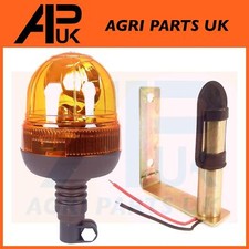 Flexible Flashing Amber Beacon Tractor Warning Light & 90 Angle DIN Pole Mount