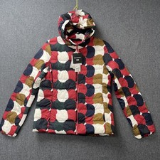 Marimekko Uniqlo Women’s Red black Circle Print  light Down Hooded Jacket Small