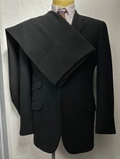 Men’s 1950s Black Two Piece Tweed Suit Vintage European Stroller Heavy Wool 40 M