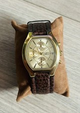 Vintage Gianni Sabatini Gold Watch With Leather Strap In Good Condition