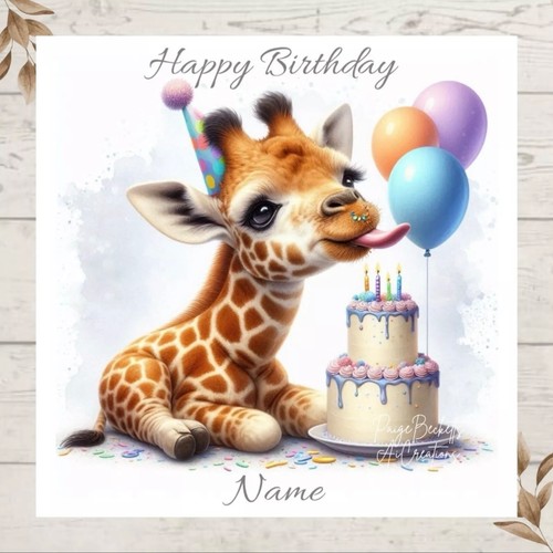 Personalised giraffe eating - personalised,