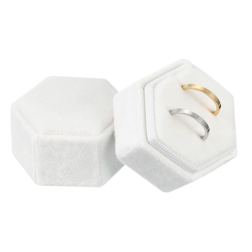 White velvet ring box - white,
