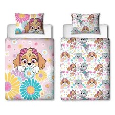 PAW PATROL 'Flowers' Reversible Duvet Cover Bedding Set Toddler Junior Size