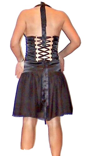 Charas black chiffon - black, satin
