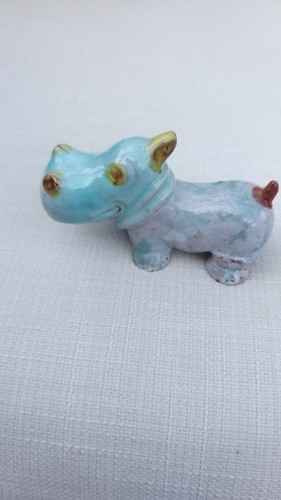 Hippo ornament blue pottery - hippo,