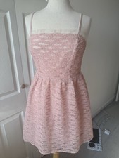 Women’s Size UK 12 Tulle Mesh Scrappy Skater  Baby Pink Dress