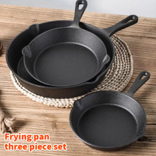 3x Cast Iron Non-Stick Skillet
