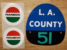 LA COUNTY 51 "EMERGENCY 51" FIRE HELMET SHIELD Green 51 & Paramedic Decal