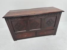 17th C Solid Oak Coffer Trunk
