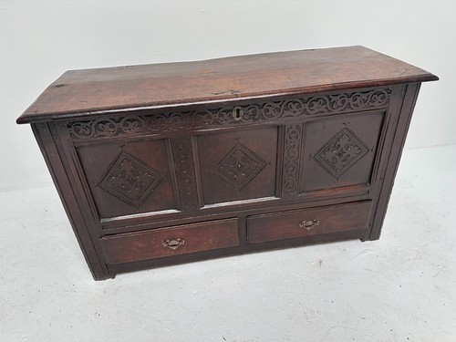 17th solid oak coffer trunk - c,