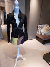 Valentino Womens Black 100% Leather Shirt Jacket Size Xs / UK 6