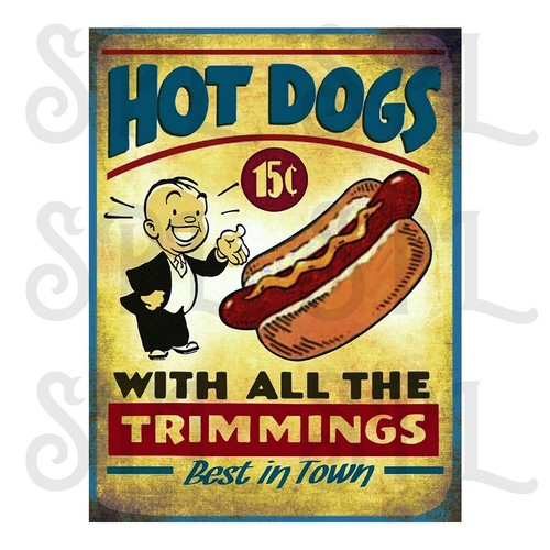 Hot dogs retro style metal - hot,
