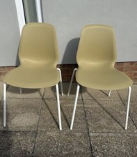IKEA Leifarne Olive Green Retro Stacking Chairs with White Legs x2 VGC  Rare