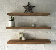 OAK SHELVES - KILN DRIED TIMBER SHELVING HARDWOOD SHELF WITH STRAIGHT-BRACKETS