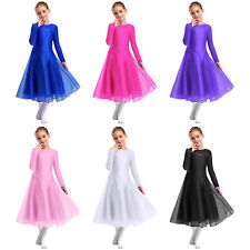 Kids Girls Dress Ballroom Dresses Salsa Sundress Flared Gown Training Outfits