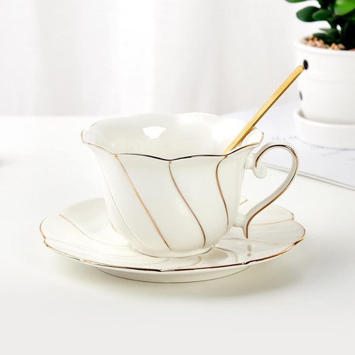 Porcelain tea cup saucer - porcelain, &