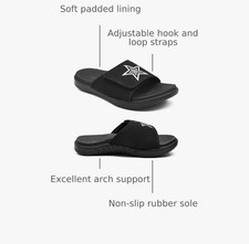 KuaiLu Men's Slides Arch Support Sport Sandal Cushion Slip-On for Indoor/Outdoor