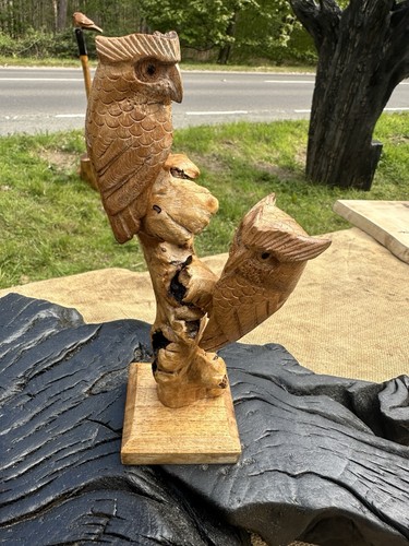 Hand carved wooden owl - hand, wood