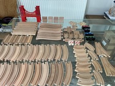 Wooden train set with track and bridges 77 pieces Good Quality Wood 