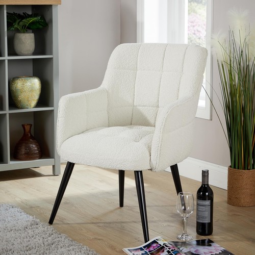 Armchair boucle cream teddy - cream,