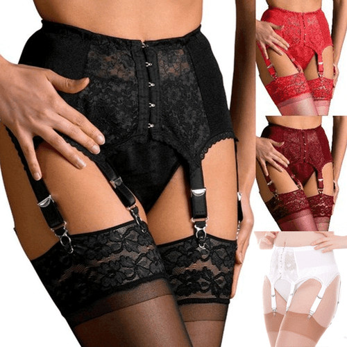 Sexy black floral - black, garter