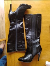 dune black patent leather knee