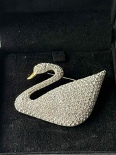 swarovski swan vintage crystal brooch pin