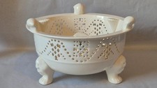 Leeds  Ware Pottery Hartley Greens Creamware Large pierced bowl scallop 21 cm