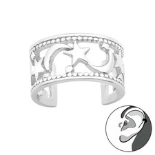 925 Sterling Silver Night Sky Design Ear Cuff 