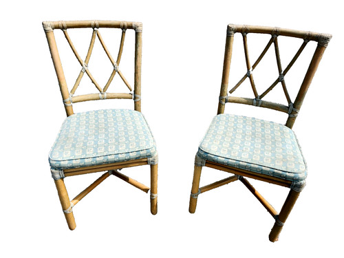 Vintage bamboo chairs pair - chairs,