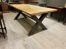 6ft Rustic Industrial Reclaimed Metal X Frame Dining Table . Handmade  farmhouse