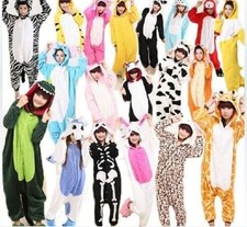 Mens Ladies Fleece Pyjama Pajamas Kigurumi Onsies Adults Animal Costume UK 