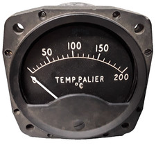 Smiths SV112MV/F Temperature Gauge, 0-200°C, French Aircraft, No Glass, Vintage