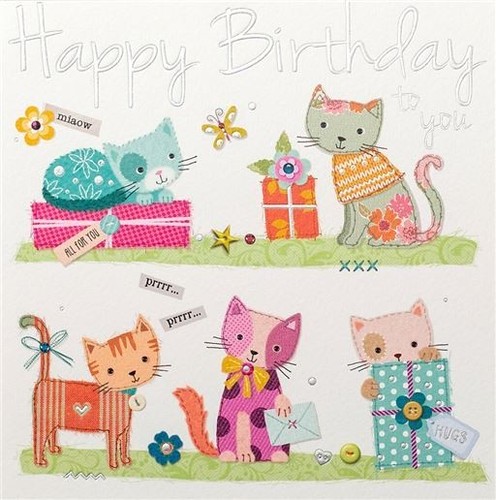 Happy birthday card cats - happy,