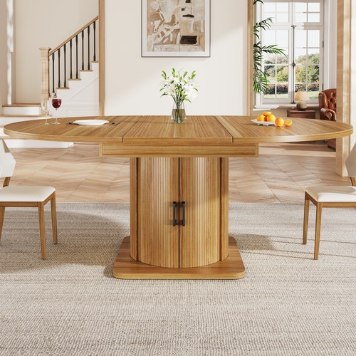Round extendable dining table - round,