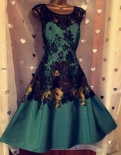 ✨ Phase Eight Blenheim Satin Floral Lace Fit Flare Evening Party Dress - Size 16