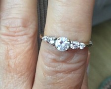 Vintage 14ct Yellow & White Gold Diamonique (QVC) Cubic Zirconia, 5 Stone Ring M