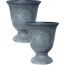 Urn planter 2pc grey aged - grey,