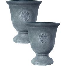 Urn Planter 2Pc Grey Aged Lead