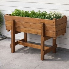 Wooden garden planter legs - on,